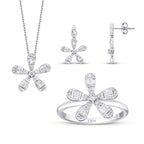 0.96 Carat Diamond Baguette Flower Set