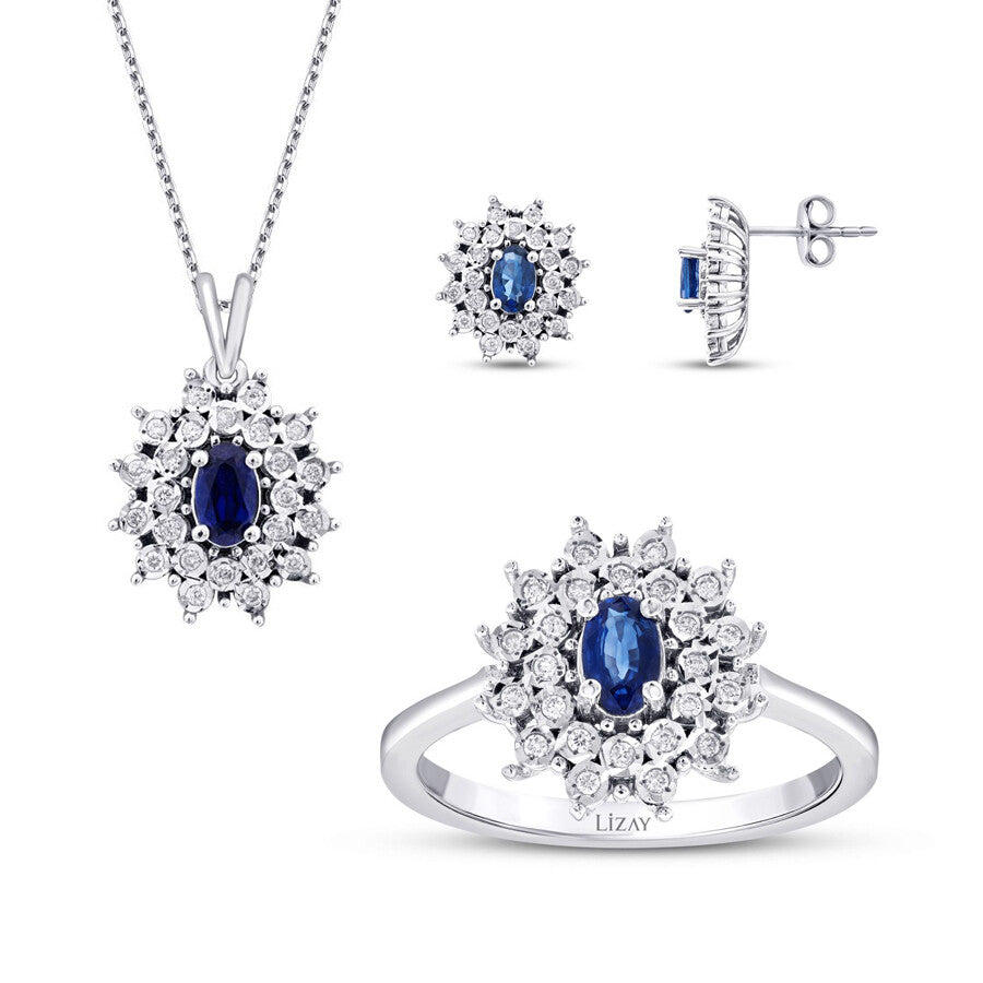 1.73 Carat Diamond Sapphire Set