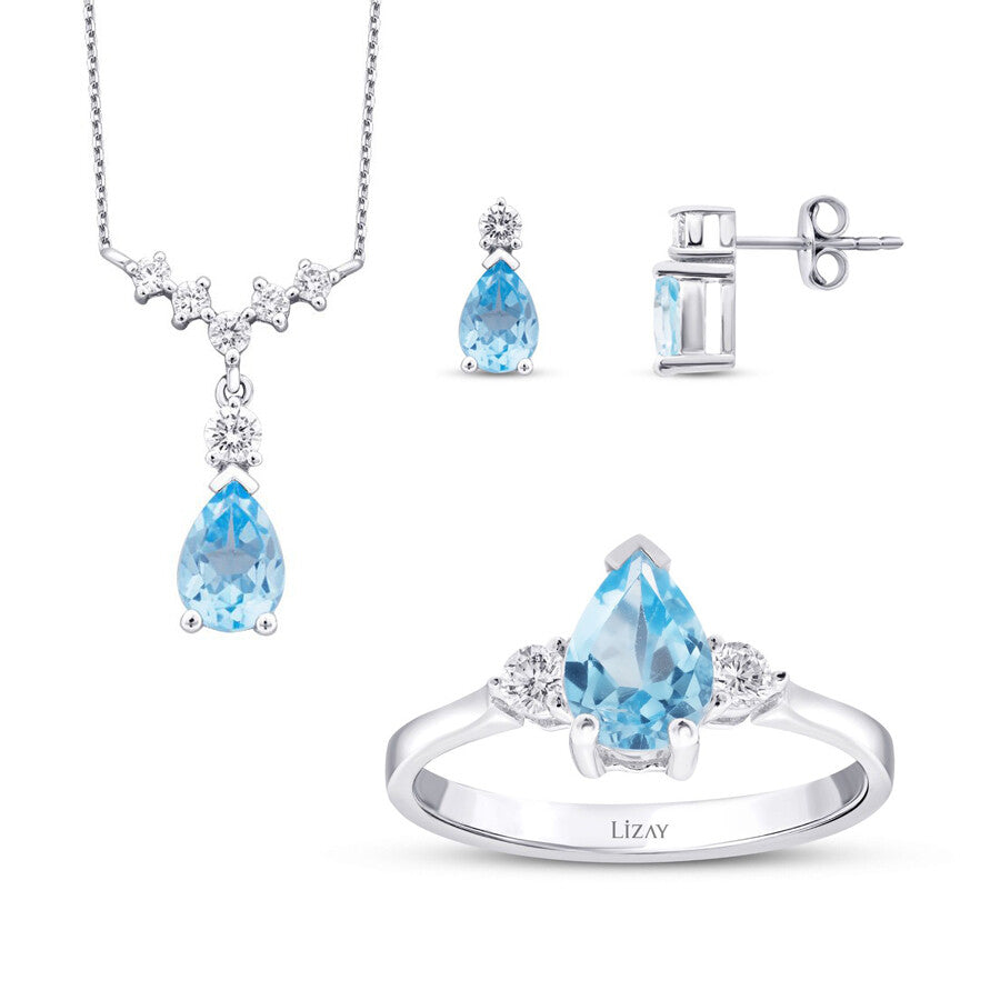 3.80 Carat Diamond Blue Topaz Set