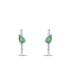 1.06 Carat Diamond Pear Emerald Earrings